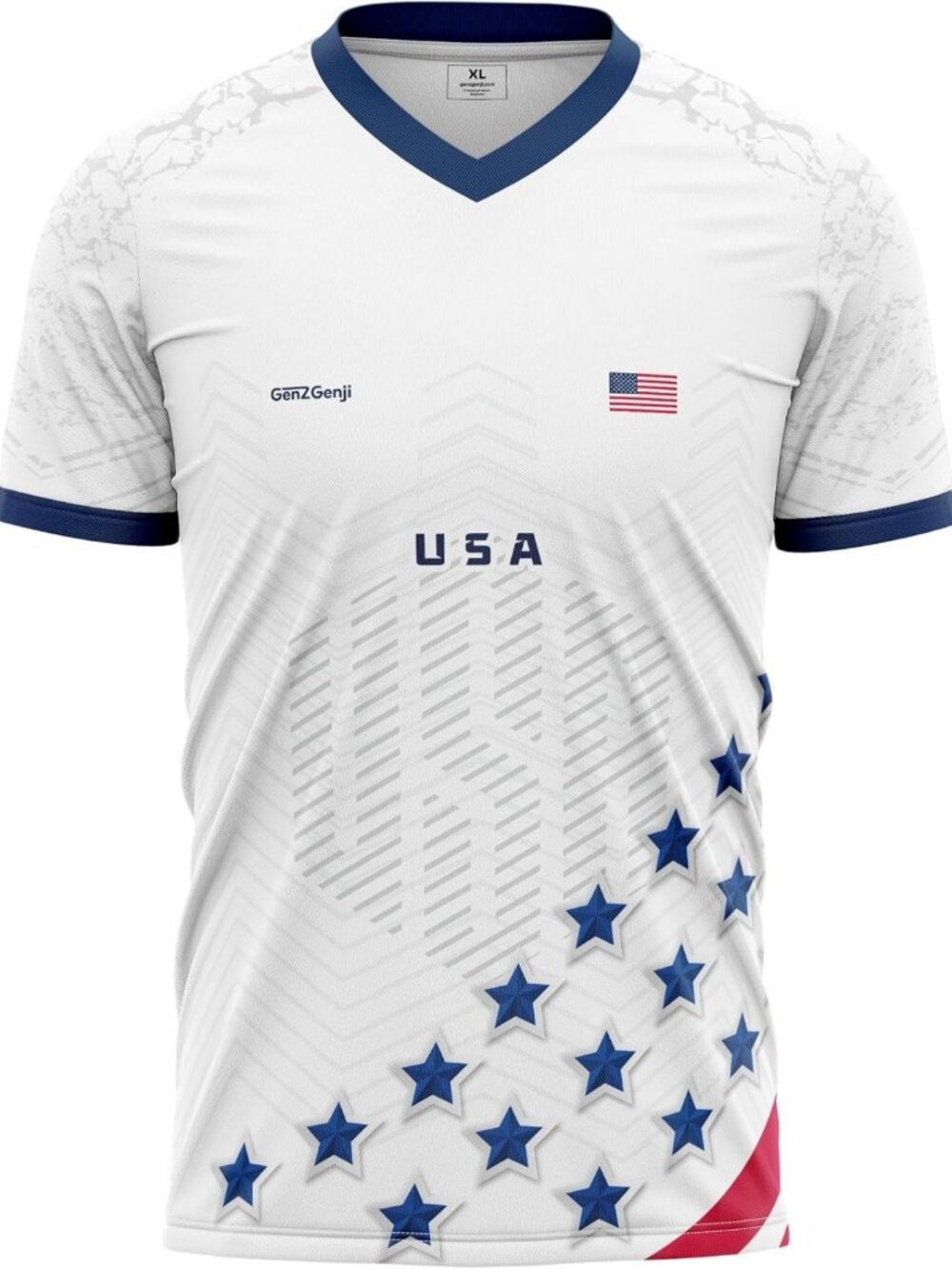 2026 National Team Supporter Soccer Jersey | V-Neck, White, Blue, Red, Unisex